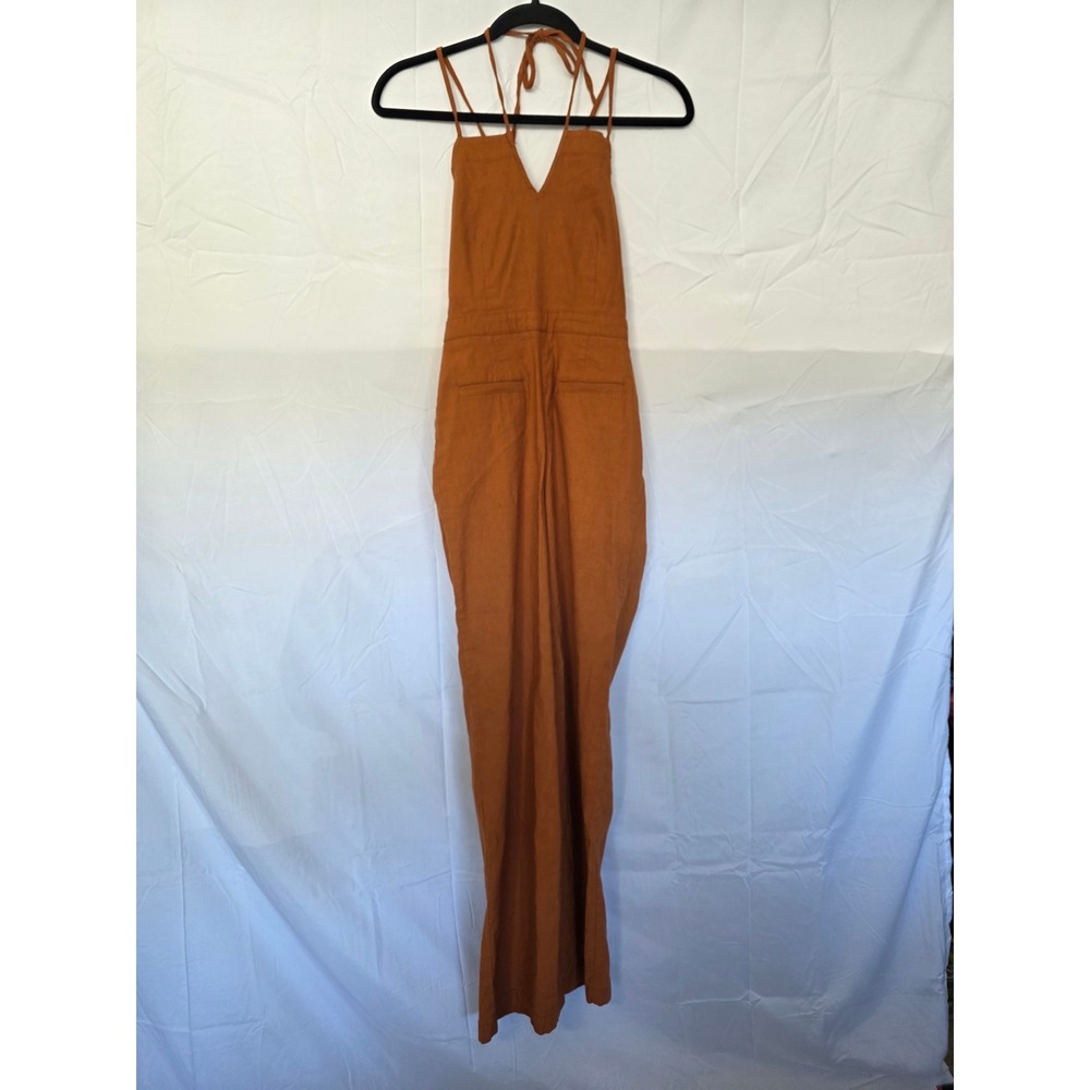 Maeve Anthropologie The Colette Jumpsuit Rust Orange Lace‎ Up Back Wide Leg 0